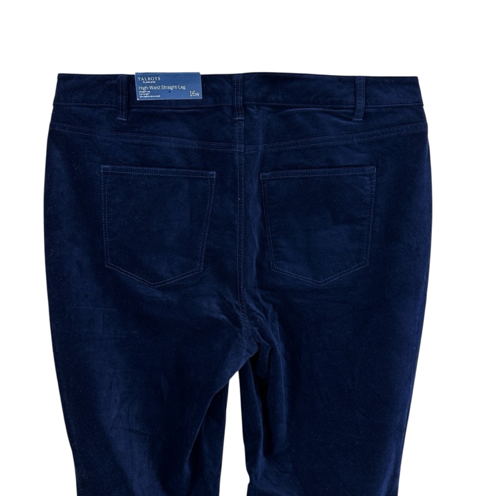New! TALBOTS Flawless Velvet Pants High Waist Straight Leg Blue - Picture 4 of 7